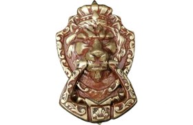 Resim Petinka Aslan Kapı Tokmağı Pirinç Döküm Dekoratif Kapı Taktağı ​ 