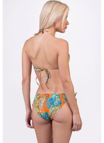 Resim Endeep Kadın Dolgulu Kaplı Üçgen Desenli Bağlamalı Bikini Takımı Turuncu 