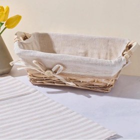 Resim Salice Hasır Kulplu Ekmek Sepeti - Krem Bej 