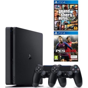 Resim Sony Playstation 4 Slim + 2.Dualshock + PS4 Pes 19 + PS4 Gta 5 