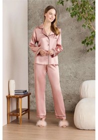 Resim Pierre Cardin Saten Biyeli Pijama Takımı 1200 Brandy 001 