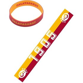 Resim Galatasaray Lisanslı 1905 Şal Atkı Ve Sarı-kırmızı Bileklik Sarı - Kırmızı 