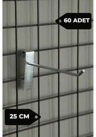 Resim 25 Cm 60 Adet Tel Pano Kancası Raf Askısı Galvaniz 
