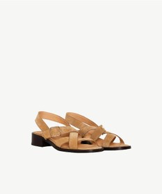 Resim Yargıcı Çapraz Bantlı Kısa Topuklu Süet Sandalet 26ykay4014x 008 Camel 