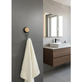 Resim Okyanus Home Ahşap Desenli Magic Fix Sihirli Yapışkan Siyah Tekli Askı 