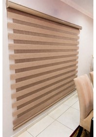 Resim Perdecizade Enxboy Açik Kahverengi Geniş Pliseli Zebra Perde-cocuk Odasi-mutfak-salon-ofis-stor Perde Pz-8002 Renkli 