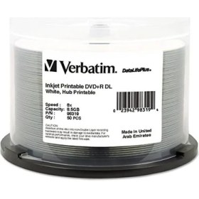 Resim Nisar Store Dvd+R Dl 8.5gb 8x Datalifeplus Beyaz Mürekkep Püskürtmeli Yazdırılabilir, Hub Yazdırılabilir - 50PK Mil - 98319 