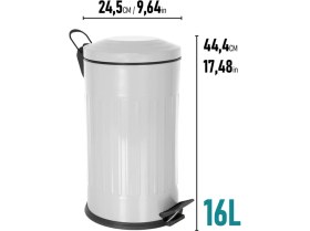 Resim 16 Lt Vintage Serisi Amortisör Kapaklı Gri Çöp Kovası (Banyo - Mutfak - Tuvalet - Balkon) 