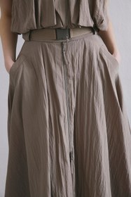 Resim Metal Tokalı Kloş Midi Camel Etek - CAMEL / 34 