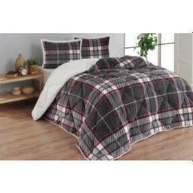 Resim Merinos Comforter 3 Parça Yorgan Seti220x240cm Anna Gri Grı Gri 