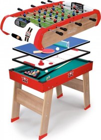 Resim Smoby Powerplay 4 ü1 Arada Oyun Masası Seti : Langırt-Bilardo-Masa Tenisi-Hokey 640002 