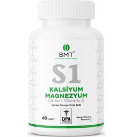 Resim Biomet S1 Kalsiyum Magnezyum Çinko Vitamin D Takviye Edici Gıda 60 Tablet 