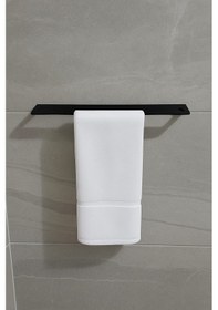 Resim Banyo Havlu Tutacağı Duvar Tipi Siyah 2 Adet Vida Dübel Dahil Paslanmaz Çelik 
