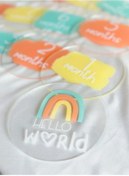 Resim Moisy 13 Parça Aylık Bebek Kartları Fotoğraf Çekimi Plak Seti Bebek Ay Kartları Hamile Seti Pleksi 