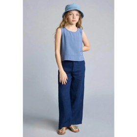 Resim DeFacto Wide Leg Geniş Paça Keten Pantolon Kız Çocuk H1916A826SM 
