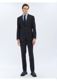 Resim Kip Siyah Desenli Modern Fit Yün Karışımlı Takım Elbise 6 Drop Siyah 