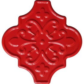 Resim Can Seramik 12 x 12 cm Kırmızı Arabesk Desenli Kabartmalı Seramik Karo (5'li 1 Paket) 