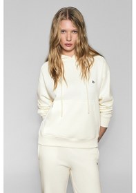 Resim Urban Beat Jıngso Kadın Polarlı Yumuşak Kapüşonlu Kanguru Cepli Baskı Detaylı Ekru Sweatshirt Ekru 
