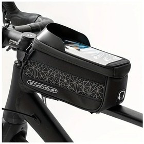 Resim Elmpaly Dtucycle Bisiklet Çantası Dağ Yol Bisikleti Üst Boru Çantası Cep Telefonu Kılıfı Siyah Siyah 