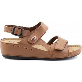 Resim Comfortortho Rahat 1818 Ortopedik Vegan Deri Kadın Sandalet Kahverengi 