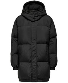 Resim Only Oversize Kapüşonlu Midi Şişme Mont - Kışlık Günlük - Siyah / S 