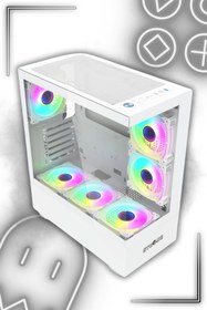 Resim GAMİNGTECH Melkor Beyaz 6x 120MM Argb Atx Gaming Bilgisayar Kasası 
