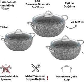 Resim Taç Luna Granit 3'lü Güveç Seti Gri 