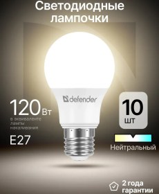 Resim Defender Armutlü Ampul, Nötr Beyaz, 10 Adet A60-15w-840-e27 273106250 