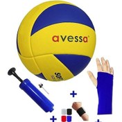 Resim Voleybol Topu Soft Touch 275 gr No 5 Pompa + Kolluk + Bileklik Sarı - Beyaz - Mavi 