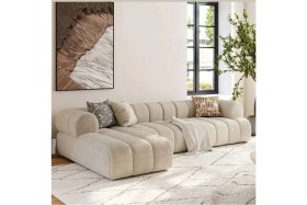 Resim S Home Design Concept Cozy Pofidik Modüler Kanepe L Köşe Koltuk Takımı, Teddy Cappuccino, Sol Köşe , 290X165 cm 
