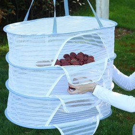 Resim Multi-Functional Katlanabilir Kurutma Rafı, Fermuarlı - 1-3 Katlı Fileli Kurutma Rafı, Yabani Sebze, Meyve, Sebze ve Balık Kurutmak İçin Uygun - Dayanıklı Naylon Malzeme ile Saplı 