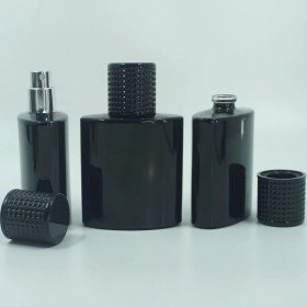 Resim Parfüm Şişesi 100 ml (5 Adet ) Özel Siyah Elips Kolay Kapama Boş Şişe 