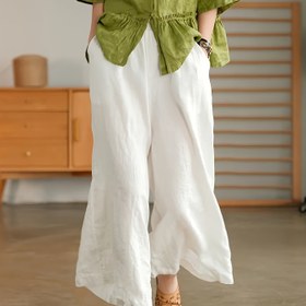 Resim Kadınlar için Rahat Geniş Bacaklı Mor Pantolon - Bol Kesim, Yüksek Bel, Hafif Polyester Karışımı, Bahar/Yaz/Sonbahar için Mükemmel, Rahat Giyim için Yüksek Bel Pantolon 