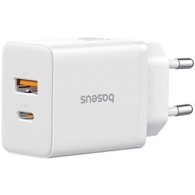 Resim Baseus Cube Type-c + Usb Girişli U+c 20w Hızlı Şarj Cihazı İphone 15 14 13 12 11 Uyumlu Samsung Ve Android Uyumlu Beyaz 