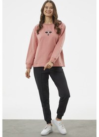 Resim Nakış Detaylı Oversize Eşofman Takım - Pembe 001 