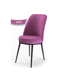 Resim Canisa Dexa Serisi, Üst Kalite Mutfak Sandalyesi, Metal Siyah Iskeletli, 4 Adet Mor Sandalye Mor Sandalye 