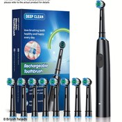 Resim Yetişkinler için 8 Fırçalı Elektrikli Diş Fırçası - Şarj Edilebilir, 5 Temizleme Modu, Akıllı Zamanlayıcı ve 3 Saat Hızlı Şarj, Orta Sertlikte Nylon Kıllar ve Seyahat Dostu Tasarım, 1 Ana Ürünü + 8 Yedek Fırça Başlığı, Babalar Günü, Anneler Günü Hediyesi 