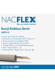 Resim NACFLEX Rg6-u6 Cu/cu Anten Kablosu + W/16ø Spiral Borulu Kablo (25m) 