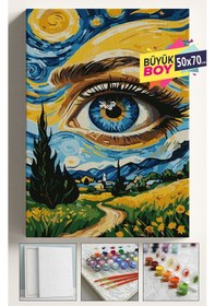 Resim Sayılarla Boyama Seti Numaralı Tuval Fırça Boya Dahil Kasnaklı Set 50x70 Cm - Van Gohg Göz 