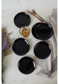 Resim Keramika Siyah Delta Pasta Tabağı 17 Cm 6 Adet 650 Siyah 