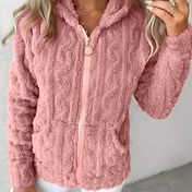Resim Kadınlar İçin Yumuşak ve Sıcak Kapüşonlu Fermuarlı Sweatshirt - Ön Cep Detaylı Uzun Kollu Polar Astarlı, Sonbahar & Kışlık Rahat Hoodie, Makinede Yıkanabilir, Peluş Dokulu Kışlık Üst 