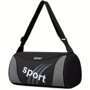 Resim Erkekler için Harf Baskılı Naylon Seyahat Duffel Çantası - Spor Siyah ve Gri Crossbody Omuz Çantası, Spor Salonu, Hafta Sonu Gezileri ve Depolama için, Spor Aksesuar Çantası|Spor Duffel Çantası|Şık Tasarım Çanta, Crossbody Çanta 