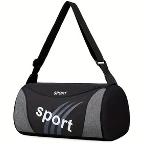 Resim Erkekler için Harf Baskılı Naylon Seyahat Duffel Çantası - Spor Siyah ve Gri Crossbody Omuz Çantası, Spor Salonu, Hafta Sonu Gezileri ve Depolama için, Spor Aksesuar Çantası|Spor Duffel Çantası|Şık Tasarım Çanta, Crossbody Çanta 