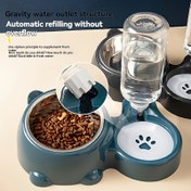 Resim Köpek kasesi, kedi maması ve su kabı seti, su dağıtıcılı ve paslanmaz çelik kase, kediler ve küçük köpekler için uygun 2'si 1 arada evcil hayvan kasesi 