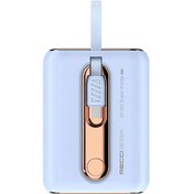 Resim Recci Type-C Kablolu Powerbank Recci RPB-P12C PD 20W Askı İpli Hızlı Şarj Özellikli 22.5W 9000mAh Mavi 