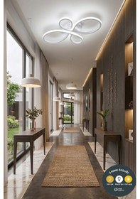 Resim Liya Tasarım Beyaz Led Plafonyer Avize - 3 Renk Işıklı Ayarlanabilir Modern Aydınlatma 