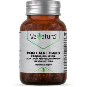 Resim VENATURA PQQ+ALA+CoQ10 Pirolokinolin Kinon, Alfa Lipoik Asit ve Koenzim Q10 30 Softgel 