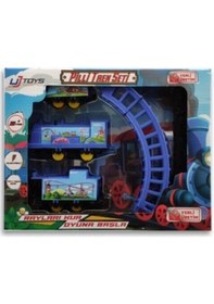 Resim Pilli Raylı Vagonlu Klasik Oyuncak Tren Seti Mavi Renk 3 - 6 Yaş 