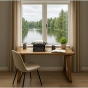 Resim pinoxi Masif Ahşap Çalışma Masası Ofis Masası Eskitme Ceviz Renk 