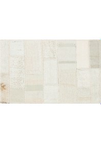 Resim Eşsiz El Dokuma Beyaz Rengi Patchwork Paspas 